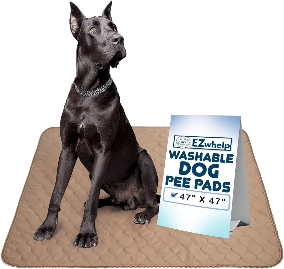 Washable Pee Pads for Dogs - Waterproof Training Pads for Dogs, Reusable & Sanitary, Rounded Corners, Laminated, Lightweight, Durable, Pet Essentials for Training and Whelping, 47" X 47"