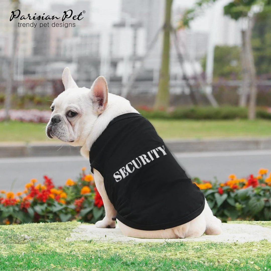 Dog T-Shirt with Embroidered 'Security' Word - 100% Cotton, Breathable Dog Security Shirt - Sleeveless Pet Vest - Machine Washable Dog Shirt for Large Dogs, L