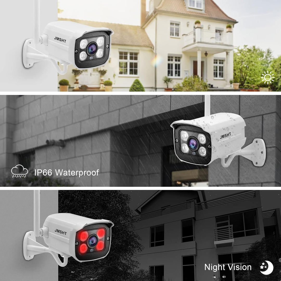 Wireless Security Cameras Outdoor with Night Vision,1080P 8CH NVR 4Pcs Complete Surveillance Systems Cameras for Home Security Outdoor/Indoor, Waterproof, Motion Alert, No Hard Disk.