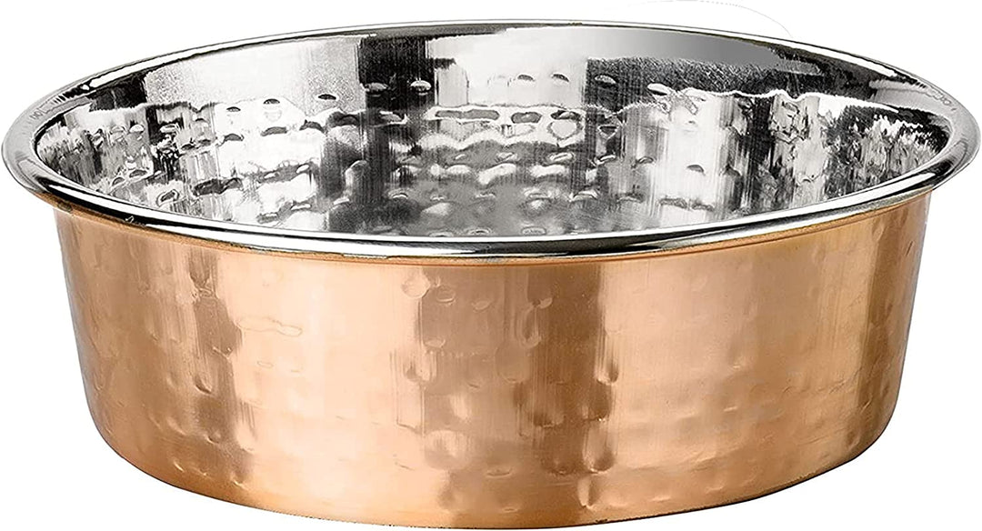 Hammered Decorative Designer Bowls - Luxury Style Premium Dog and Cat Dishes (Small, Copper)