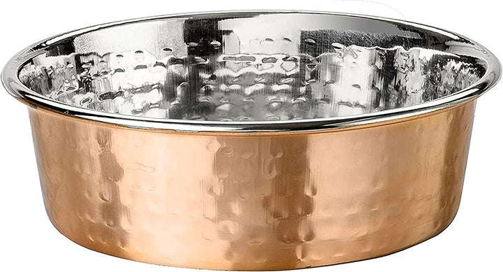 Hammered Decorative Designer Bowls - Luxury Style Premium Dog and Cat Dishes (Small, Copper)