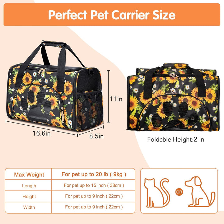 Cat Carrier Bag Dog Carrier Pet Travel Carrier for Small Medium Cats Dogs Puppies Airline Approved Pet Carrier Soft Sided Cat Dog Carrier Bag Small Pet Bag for Traveling