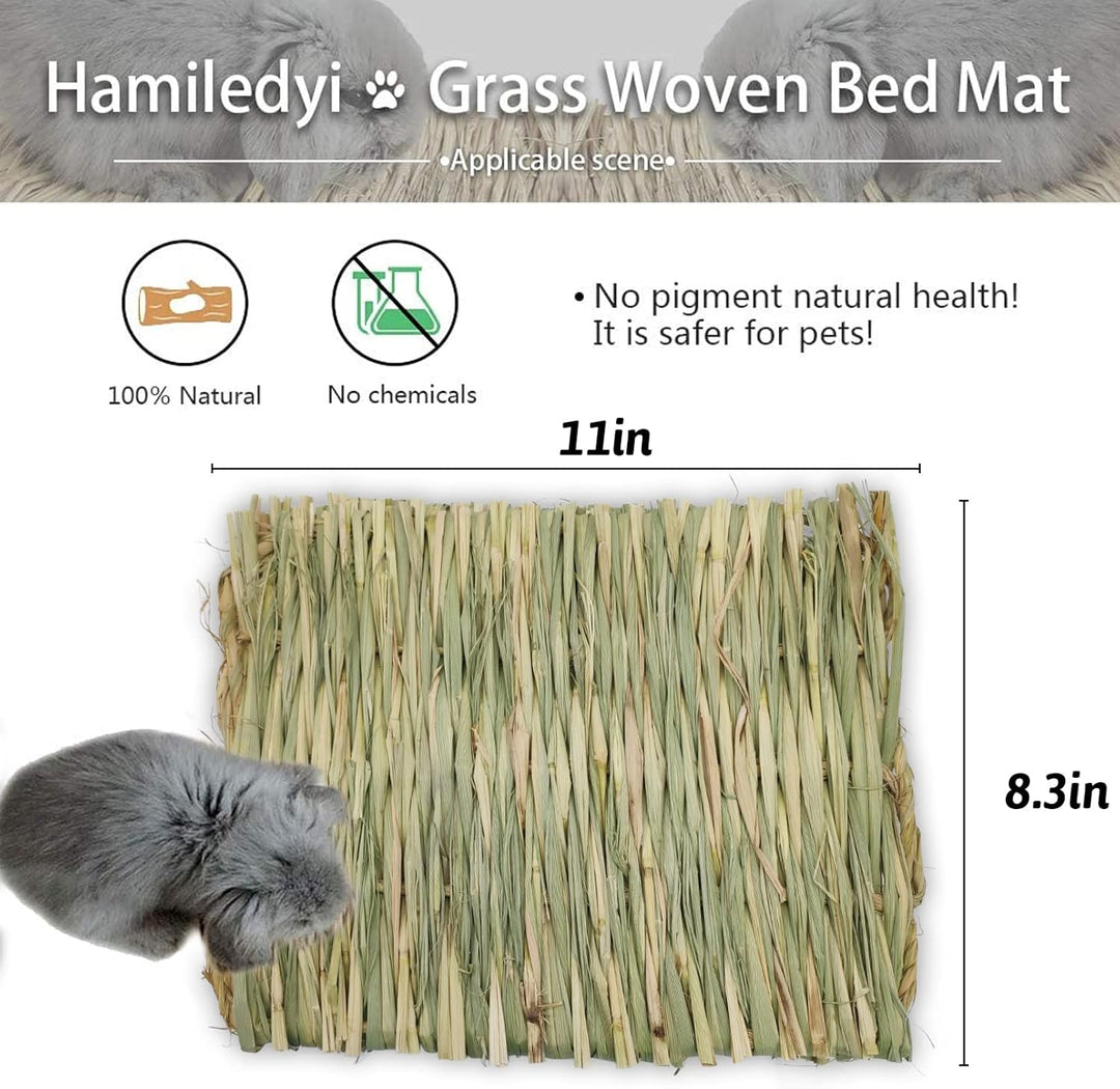 Grass Mat for Rabbit Bunny Chew Toys Woven Bed Mat for Guinea Pig Chinchilla Squirrel Hamster Cat Dog and Small Animal