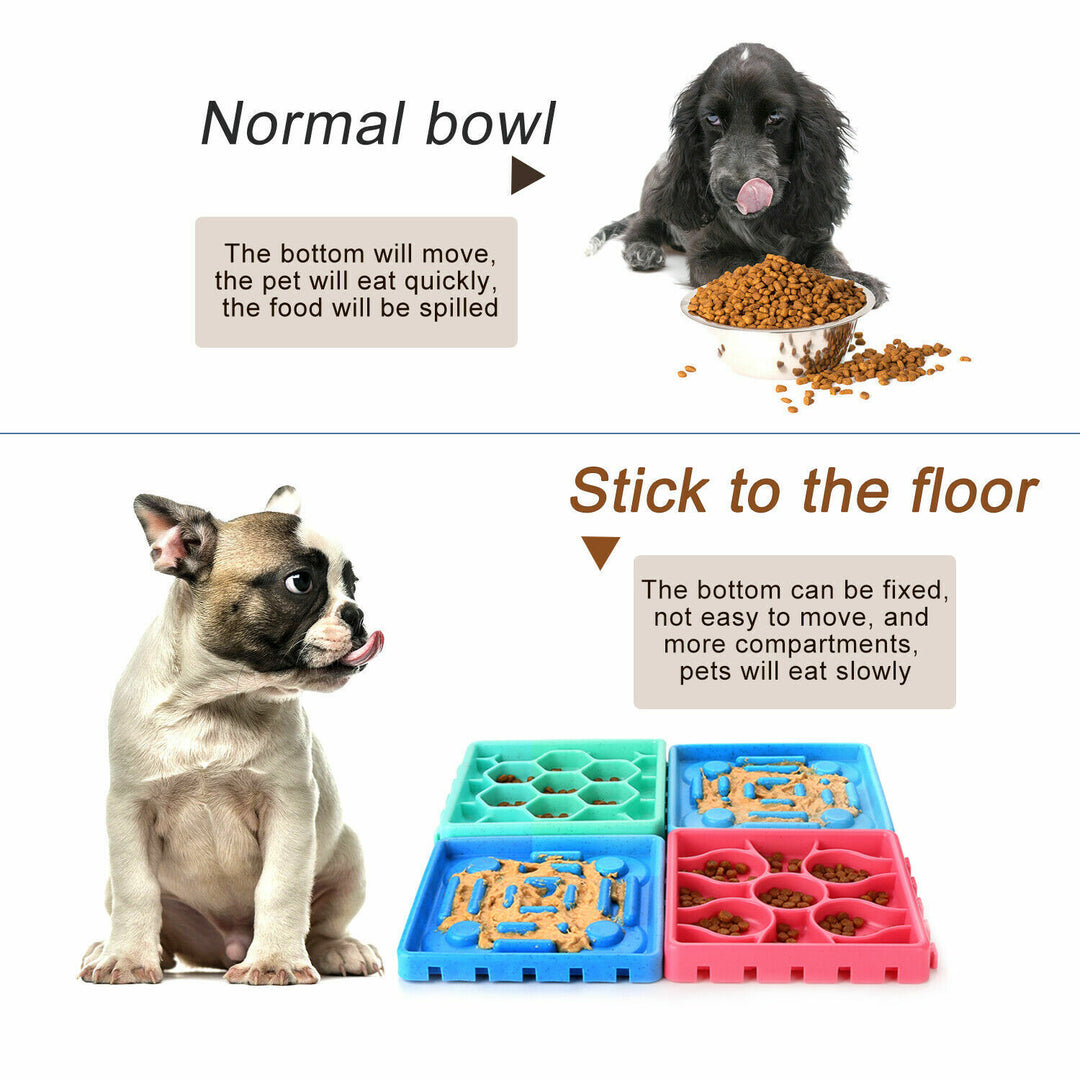 4Pcs Slow Feeder Pet Bowl Dog Interactive Eating Non Slip Puzzle Dish Food Feed