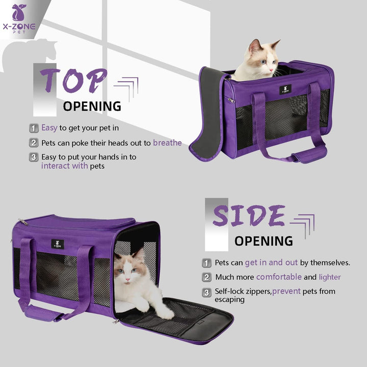 Cat Carrier Pet Carrier Portable Kitten Carrier for Small Medium Cats under 25 Lbs,Cat Carrying Case with Removable Fleece Pad,Airline Approved Soft Sided Pet Travel Carrier