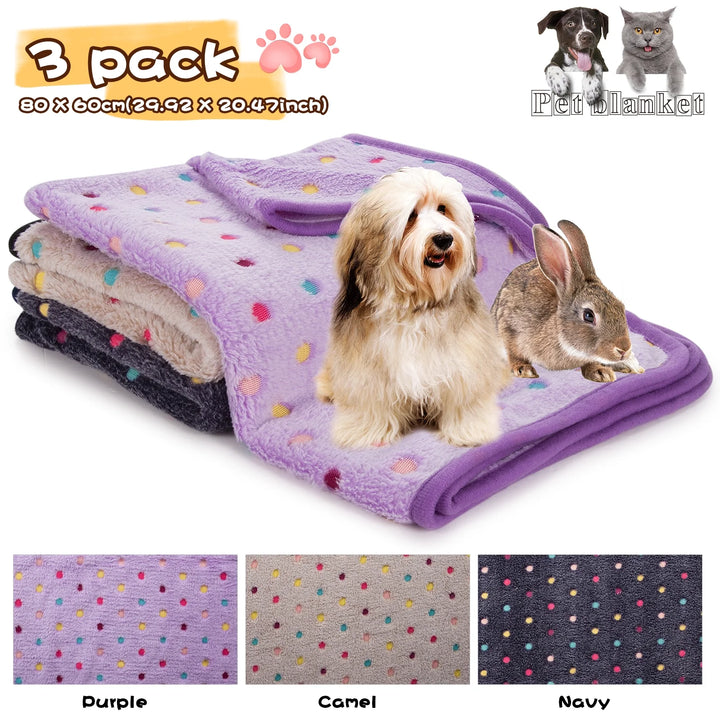 Luxmo Puppy Blanket, 3 Pack Small Dog Pet Blankets Puppy Fleece Blankets Sleep Mat Pad Cover for Kitten Puppy Rabbit