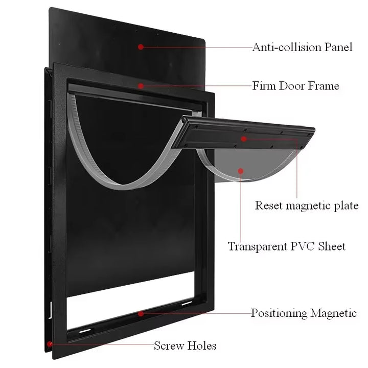 PVC Large Pet Door Magnet Automatic Closing Door Bothway Security Accessory for Big Dog Gate Dog Fences with Baffle Pet Supplies