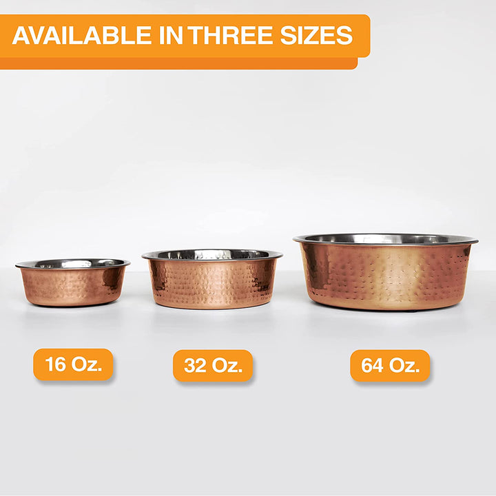 Hammered Decorative Designer Bowls - Luxury Style Premium Dog and Cat Dishes (Small, Copper)