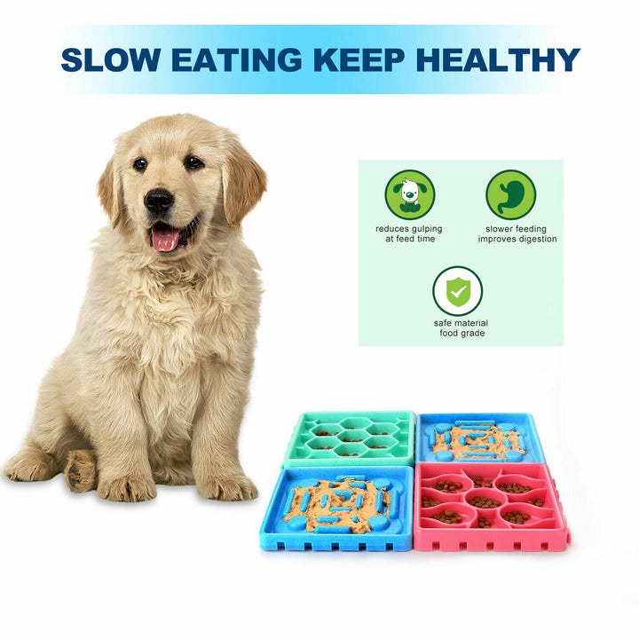 4Pcs Slow Feeder Pet Bowl Dog Interactive Eating Non Slip Puzzle Dish Food Feed