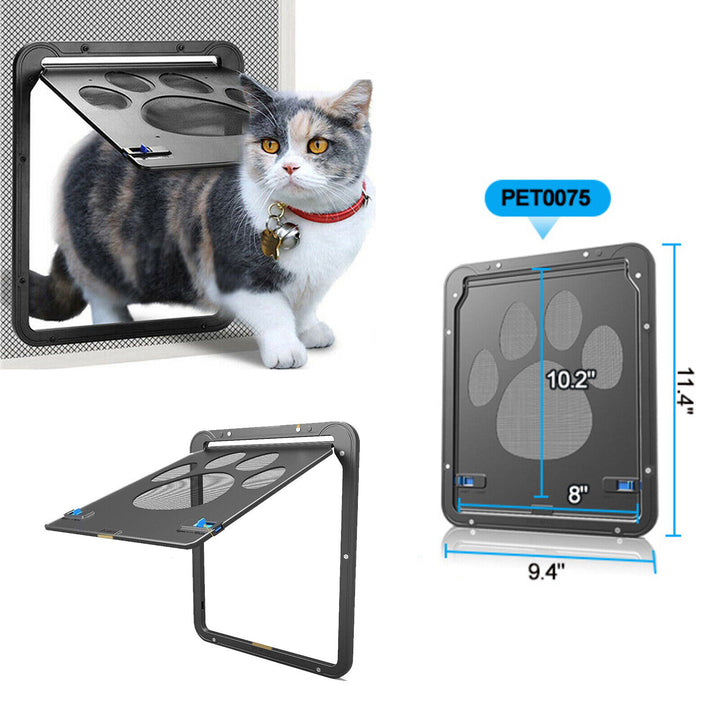 Dog Cat Magnetic Flap Screen Door Pet Puppy Magnetic Lockable Entry Gate Frame