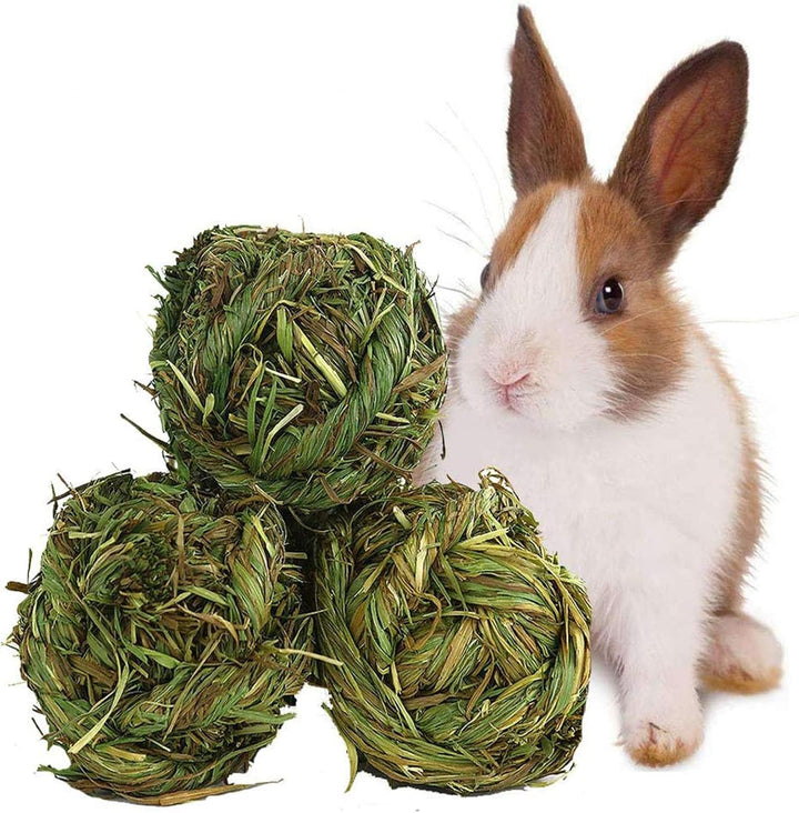 Rabbit Chew Ball Timothy Grass Grinding Small Animal Activity Play Chew Toys for Bunny Rabbits Hamster Guinea Pigs Gerbils