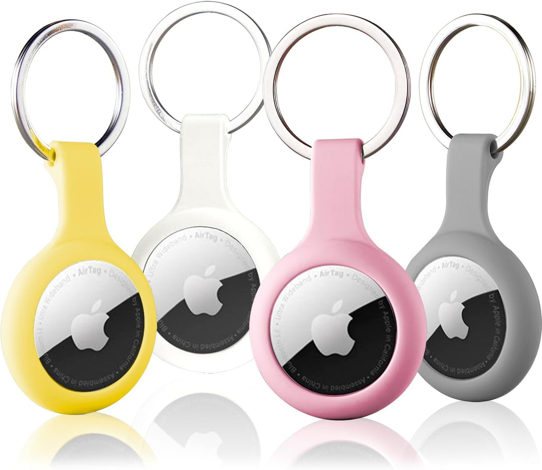 Apple Airtags 4 Pack Case Keychain Silicone Apple Air Tags Holder Item Finders Accessories Comes with Metal Snap Airtags Keyring Case 4 Pack