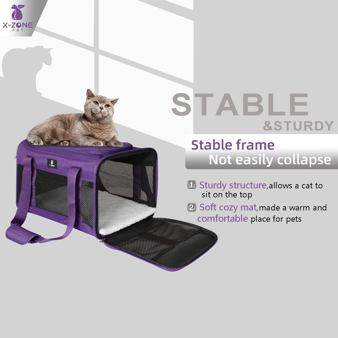 Cat Carrier Pet Carrier Portable Kitten Carrier for Small Medium Cats under 25 Lbs,Cat Carrying Case with Removable Fleece Pad,Airline Approved Soft Sided Pet Travel Carrier