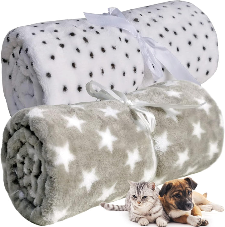 Dog Blanket Washable 2 Pack Soft Fleece Puppy Cats Kitten Pet Throw Flannel Blankets for Bed Mattress Couch Sofa Chair Crate,30" X 40"