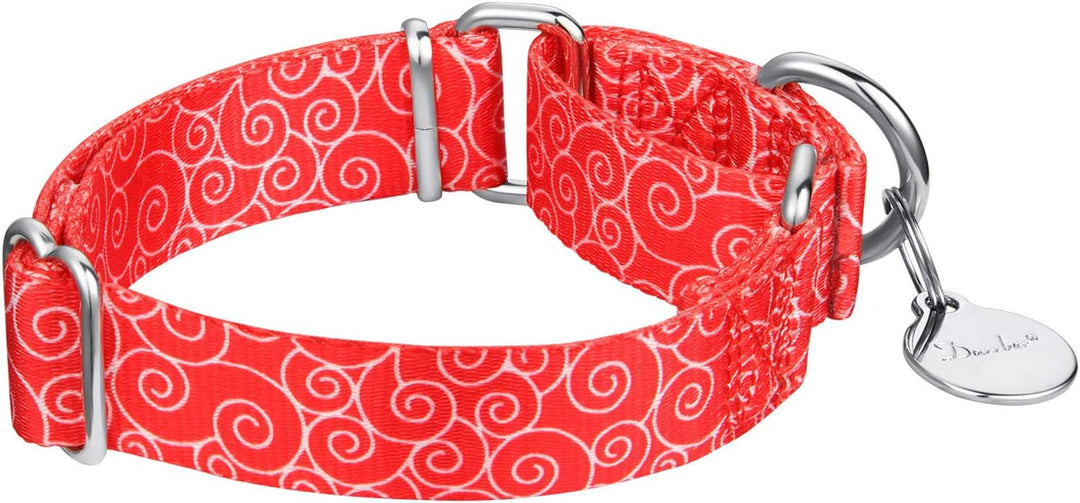 Puppy Collar Martingale Dog Collar - No Pull Anti-Escape Pet Collar for Extra Small and Mini Dogs, Adjustable 8 Inch to 11 Inch, Red, Auspicious Cloud