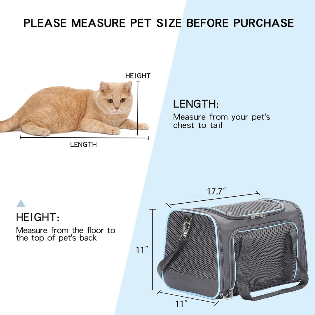 Airline Approved Cat Carrier Dog Carriers,Removable Soft-Sided Portable Pet Travel Washable Carrier for Kittens,Puppies,Rabbit,Hamsters