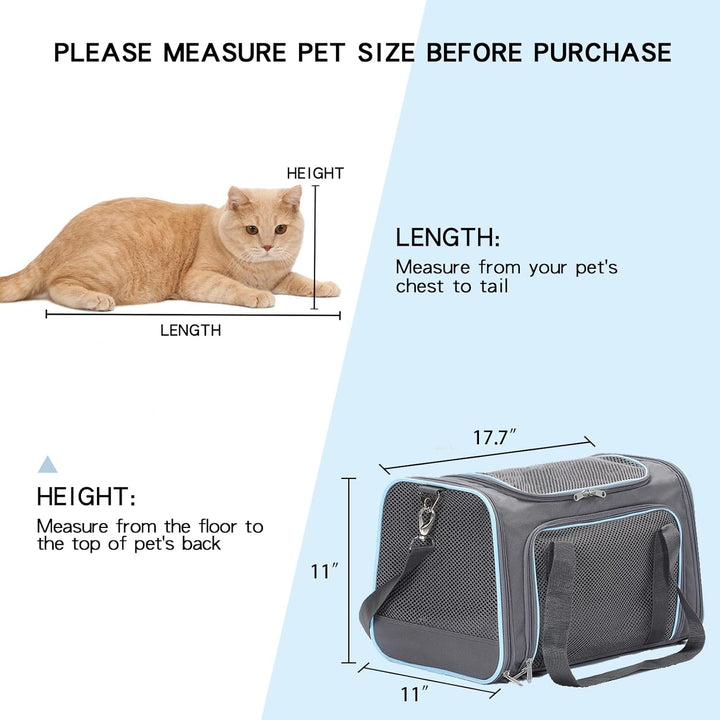 Airline Approved Cat Carrier Dog Carriers,Removable Soft-Sided Portable Pet Travel Washable Carrier for Kittens,Puppies,Rabbit,Hamsters