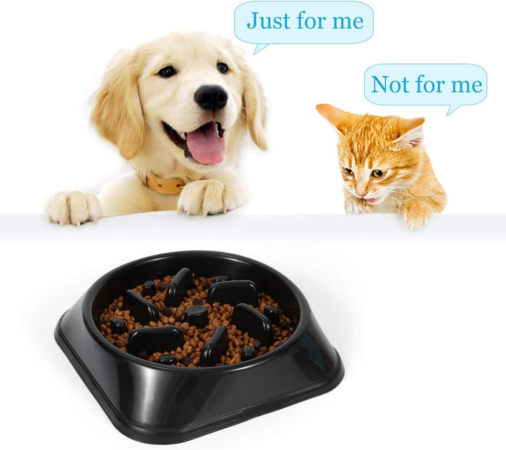 Dog Feeder Slow Eating Pet Bowl Eco-Friendly Non-Toxic Preventing Choking Healthy Design Bowl for Dog Pet(S-M,Black)