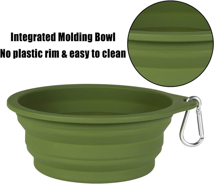 2Pack Collapsible Dog Bowl,Integrated Molding Travel Bowl No Plastic Rim Pet Feeding Bowls for Walking Traveling Outdoors,600Ml (Navy Blue+Dark Green)