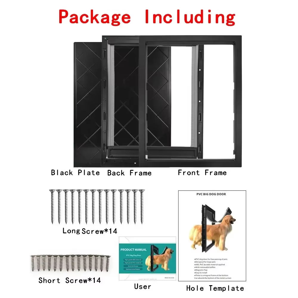 PVC Large Pet Door Magnet Automatic Closing Door Bothway Security Accessory for Big Dog Gate Dog Fences with Baffle Pet Supplies