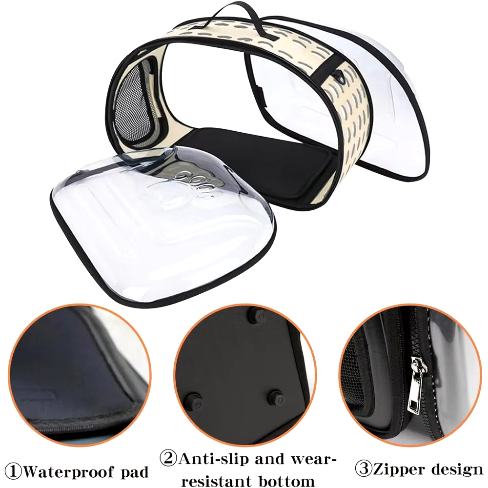 Transparent Foldable Outdoor Pet Travel Carrier Bag for Dog Cat Crossbody Portable Breathable Collapsible Travel Cat Carrier Bag