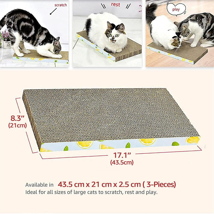 Durable Reversible X 3 Cardboard Cat Scratcher Lounge Scratch Pad for Large Cats Bed Scratching Box with Catnip