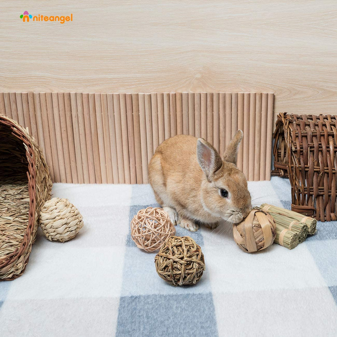 Natural Chew Activity Toys Fun Safe Hay Grass Pet Balls for Chinchilla Guinea Pig Rats Rabbits Hamster Gerbil Degu Bunny and Other Small Animals