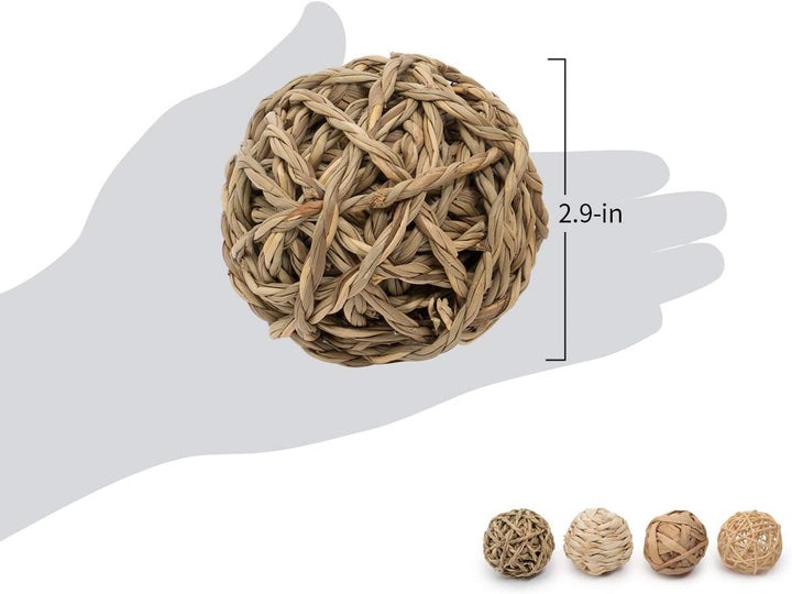 Natural Chew Activity Toys Fun Safe Hay Grass Pet Balls for Chinchilla Guinea Pig Rats Rabbits Hamster Gerbil Degu Bunny and Other Small Animals