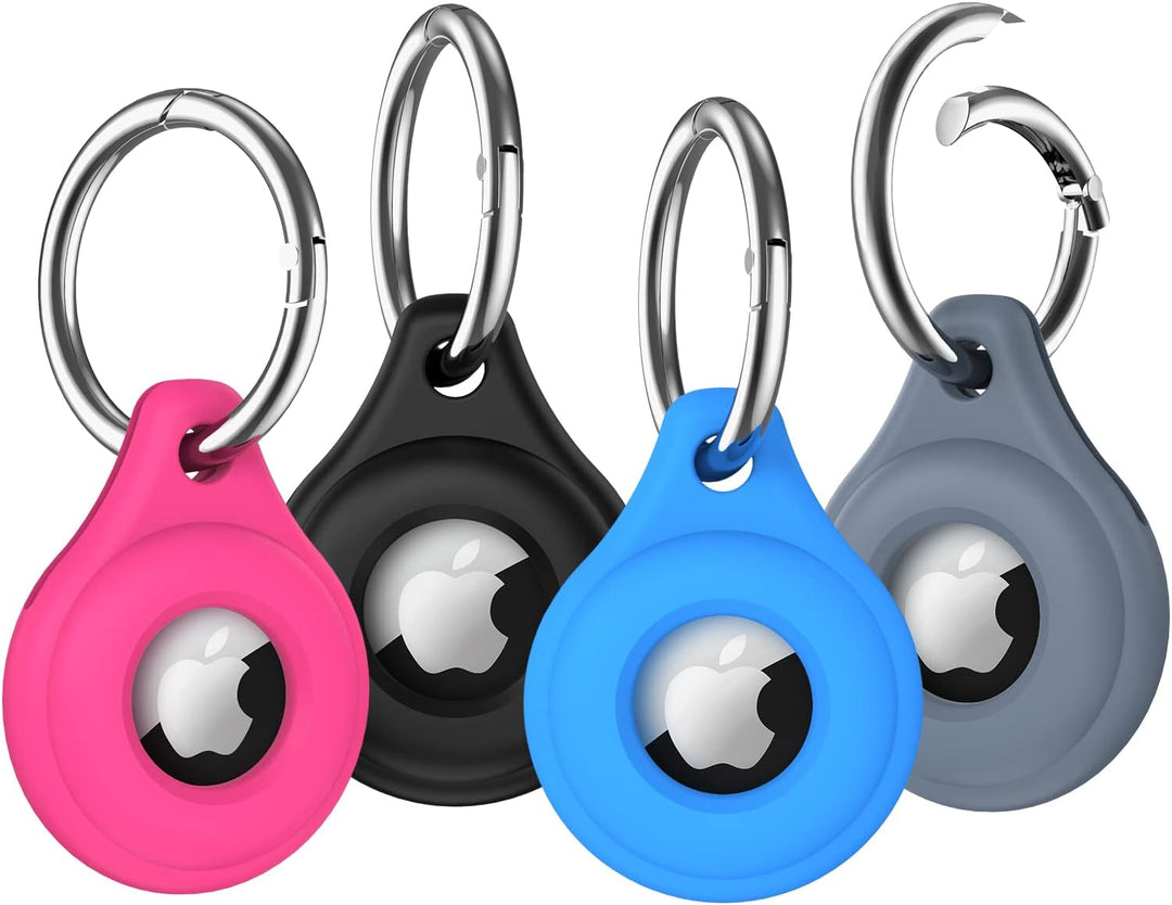 Airtag Holder Keychain Compatible with Apple Airtag, 4 Pack Airtag Case GPS Item Finders Tracker, Multi-Color Protective Silicone Airtag Accessories