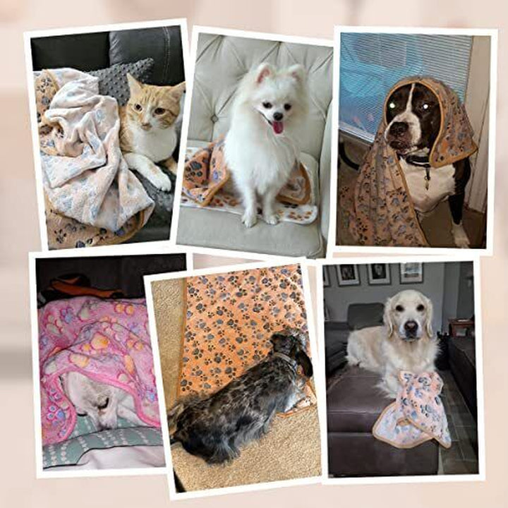 Pet Soft Blankets Fluffy Large Dog Cat Throw Blankets Fleece - Cute Paw Print