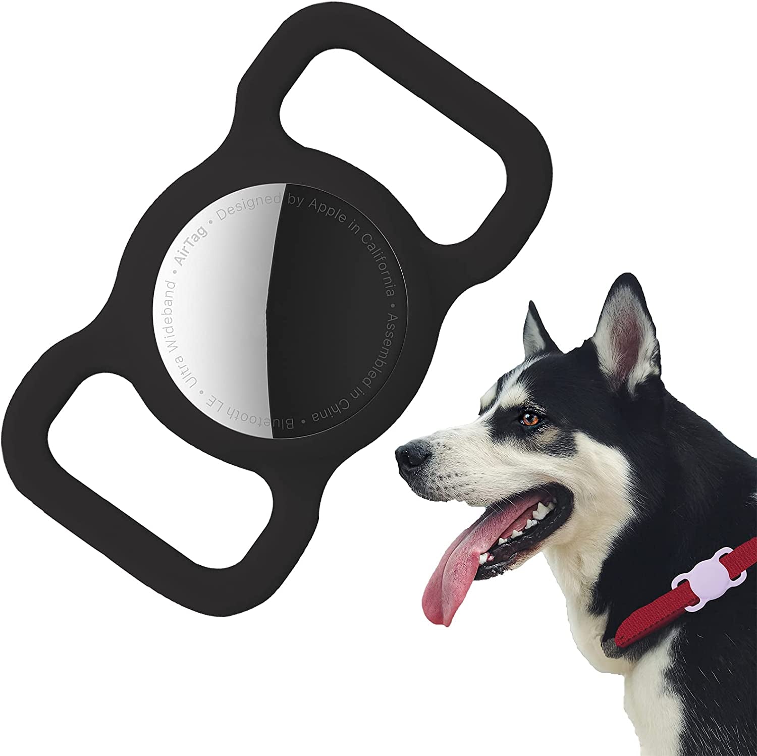 Protective Case Compatible for Airtag GPS Tracker, Fit for Dog Cat Collar Accessories Pet Loop Holder, Silicone Protective Case for Air Tag Lightweight Soft anti Scratch anti Lost(Black 1Pack)