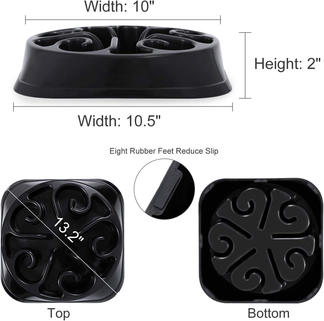 Large Dogs Bowl,Fun Slow Feeder Dog Bowl,Anti-Gulping Dog Slow Feeder Stop Bloat,Eco-Friendly Big Pet Bowl(A-Black)