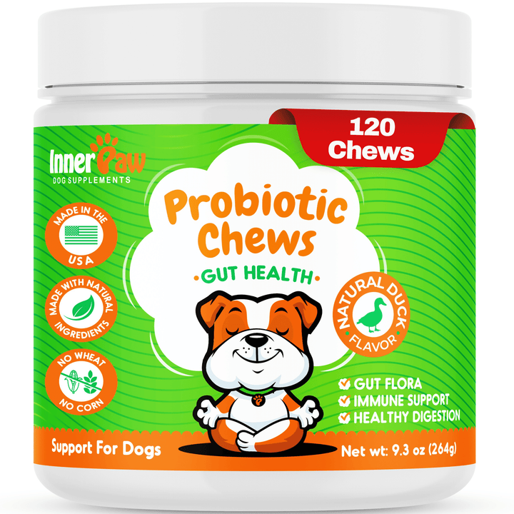 Probiotic Chews for Dogs - Digestive Enzymes - Diarrhea - Bad Breath - Gut & Immune Health - Probiotic and Prebiotic Supplement - 120 Soft Chews