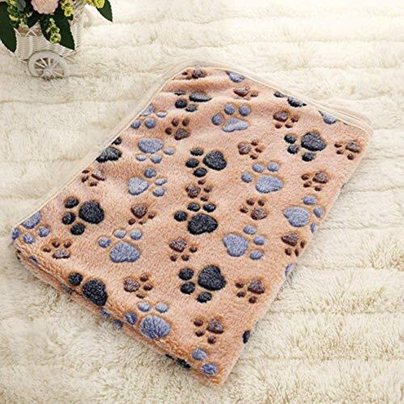 Pet Soft Blankets Fluffy Large Dog Cat Throw Blankets Fleece - Cute Paw Print