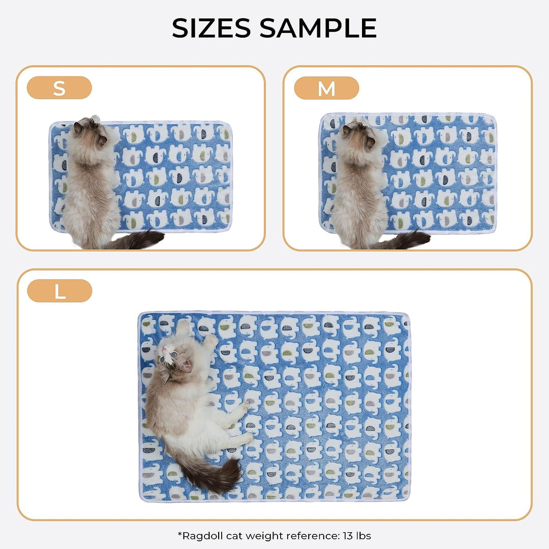 1 Pack 3 Blankets Super Soft Fluffy Premium Cute Elephant Pattern Pet Blanket Flannel Throw for Dog Puppy Cat Blue Small(23X16 Inch)