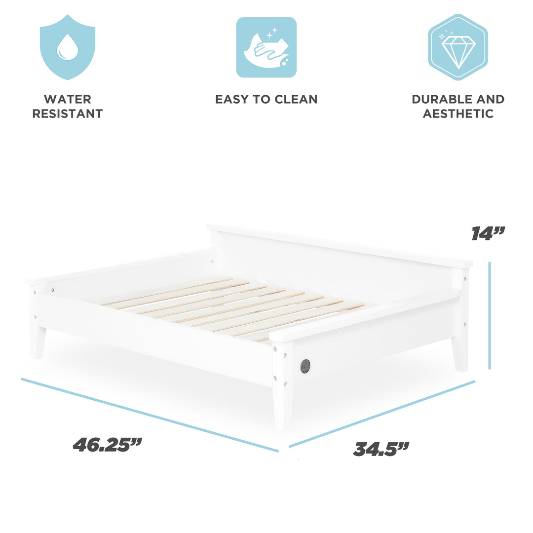 Winston Large Elevated Wooden Pet Bed with Mattress, White