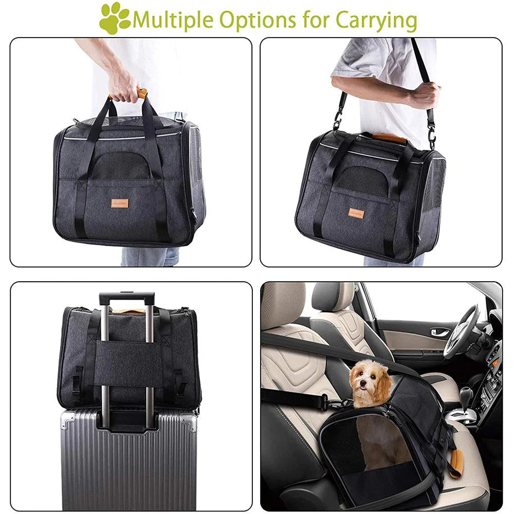 Foldable Portable Pet Carrier Bag - Comfortable Travel Solution for Cats and Dogs