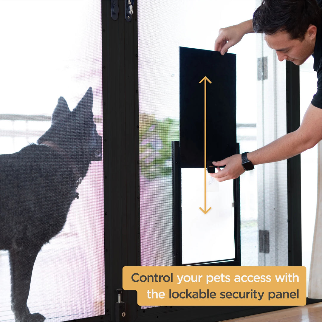 Black Deluxe Aluminum Medium Pet Door for Pets up to 42 Lbs