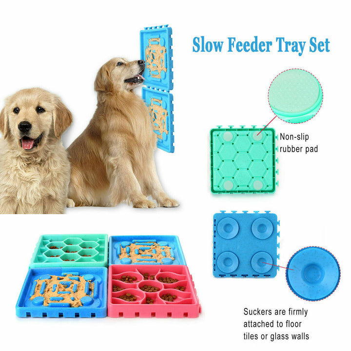 4Pcs Slow Feeder Pet Bowl Dog Interactive Eating Non Slip Puzzle Dish Food Feed