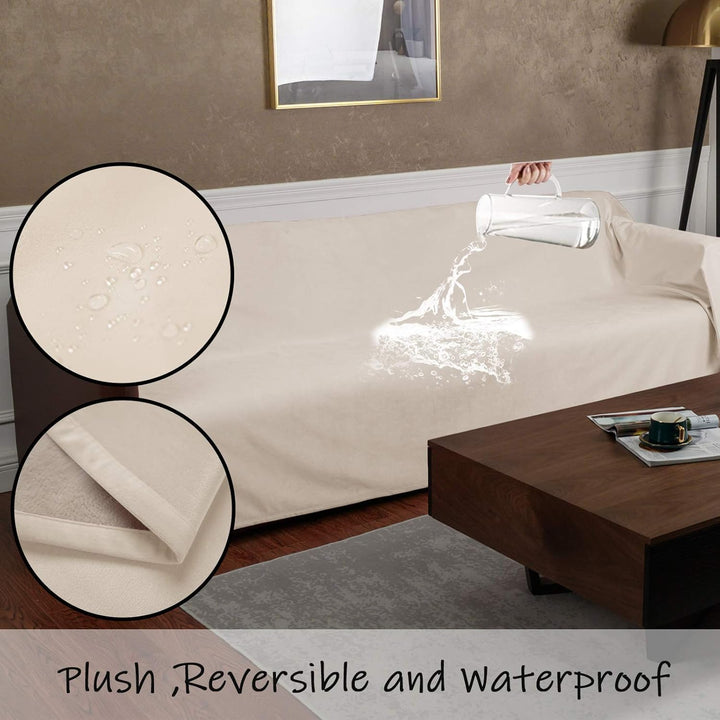 Pet Bed Blanket Reversible 100% Waterproof Velvet Super Soft for Sofa and Bed (40X60 Inches, Cream+Beige)