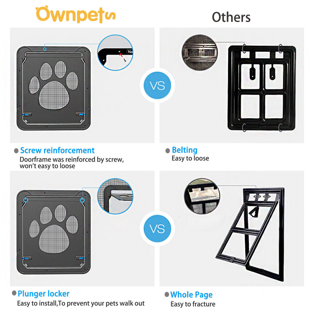 Dog Cat Magnetic Flap Screen Door Pet Puppy Magnetic Lockable Entry Gate Frame