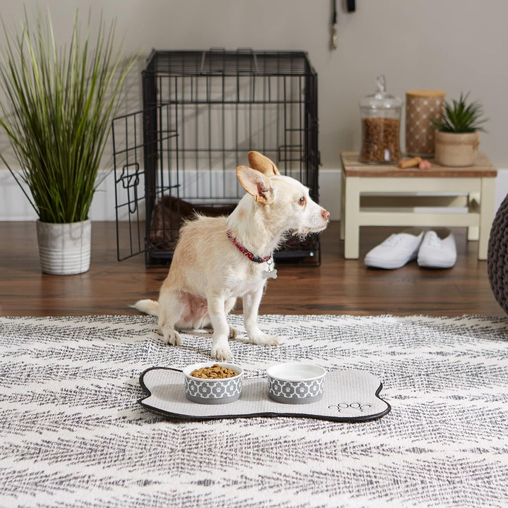 Lattice Collection Pet Bowl & Canister, Small Set, 4.25X2", Gray, 2 Count