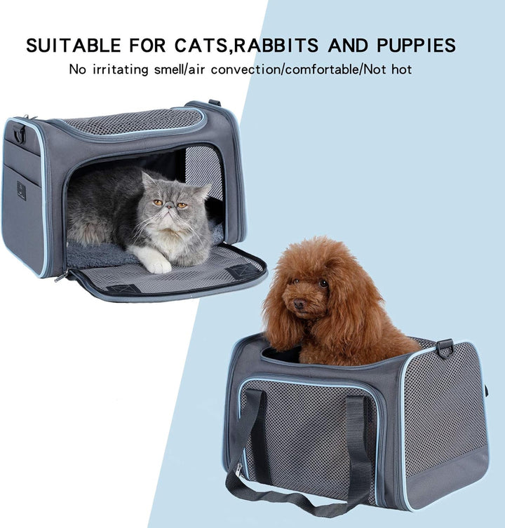 Airline Approved Cat Carrier Dog Carriers,Removable Soft-Sided Portable Pet Travel Washable Carrier for Kittens,Puppies,Rabbit,Hamsters