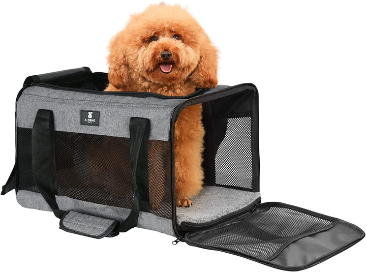 Cat Carrier Dog Carrier Pet Carrier for Small Medium Cats Dogs Puppies of 15 Lbs,Airline Approved Soft Sided Pet Travel Carrier,Dog Carriers for Small Dogs - Black Grey Purple Blue Brown