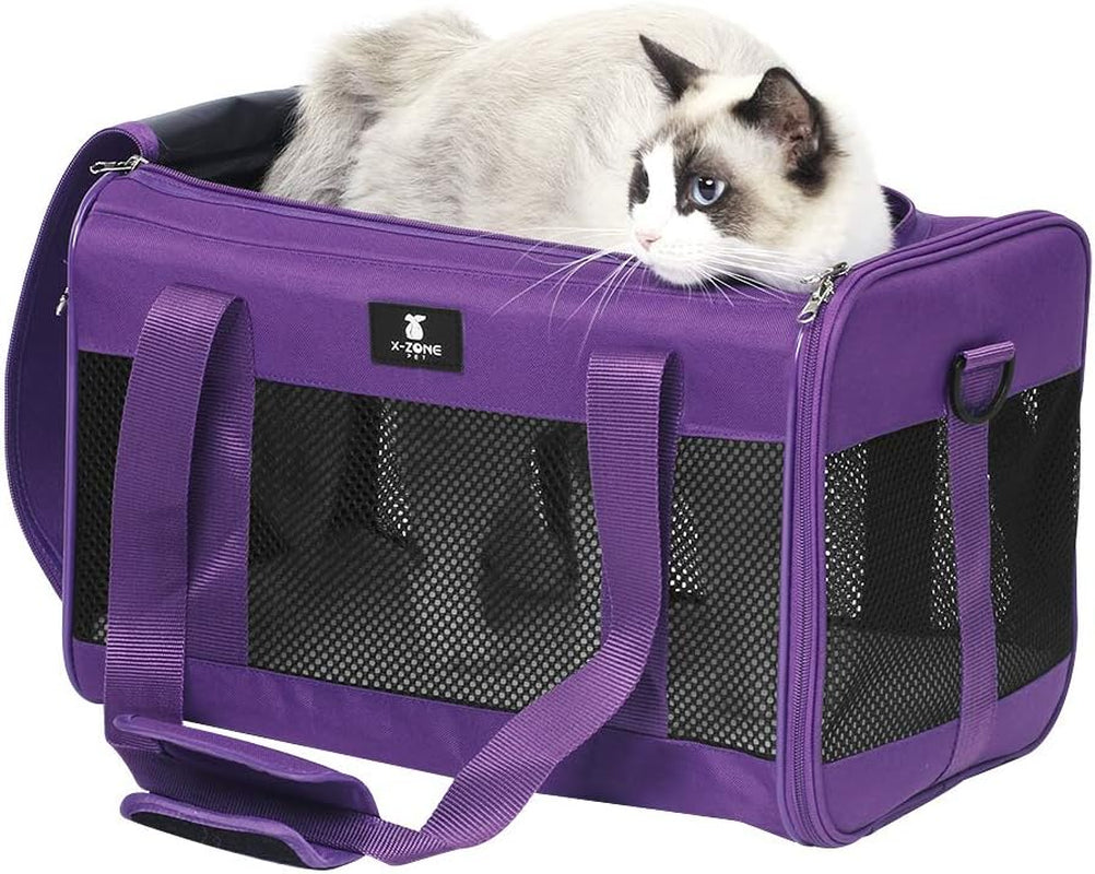 Cat Carrier Pet Carrier Portable Kitten Carrier for Small Medium Cats under 25 Lbs,Cat Carrying Case with Removable Fleece Pad,Airline Approved Soft Sided Pet Travel Carrier