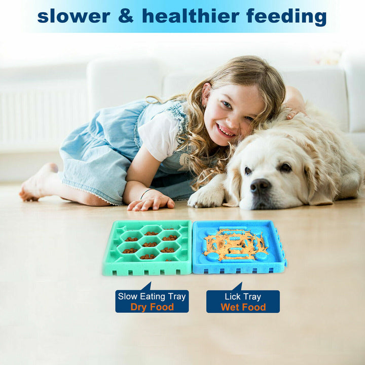 4Pcs Slow Feeder Pet Bowl Dog Interactive Eating Non Slip Puzzle Dish Food Feed