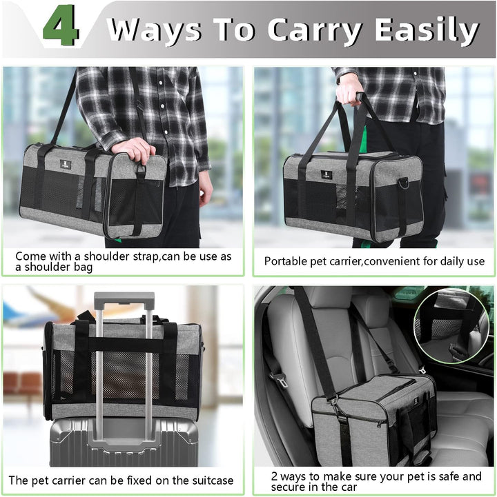 Cat Carrier Pet Carrier Portable Kitten Carrier for Small Medium Cats under 25 Lbs,Cat Carrying Case with Removable Fleece Pad,Airline Approved Soft Sided Pet Travel Carrier