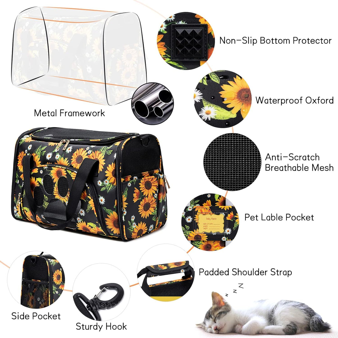 Cat Carrier Bag Dog Carrier Pet Travel Carrier for Small Medium Cats Dogs Puppies Airline Approved Pet Carrier Soft Sided Cat Dog Carrier Bag Small Pet Bag for Traveling