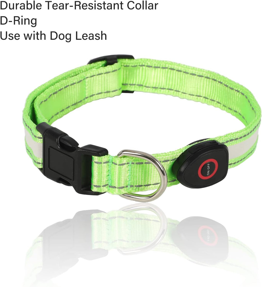 Led Dog Collar Adjustable Light up Dog Collars USB Rechargeable Changeable Luminous Pet Collars(S (14.7-15.8 In)