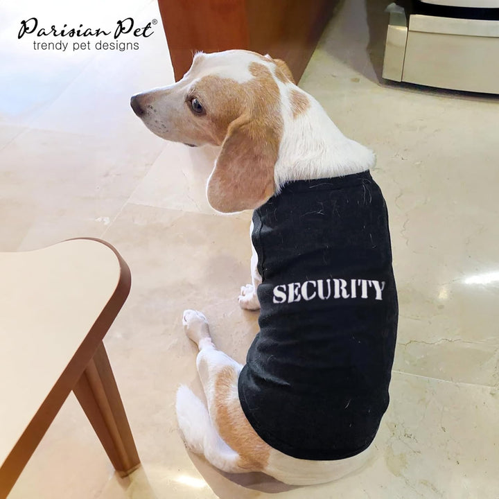 Dog T-Shirt with Embroidered 'Security' Word - 100% Cotton, Breathable Dog Security Shirt - Sleeveless Pet Vest - Machine Washable Dog Shirt for Large Dogs, L